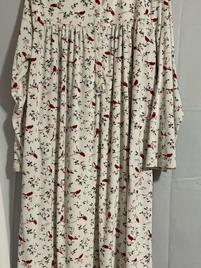 Aria Cream Nightgown with Red Bird Print